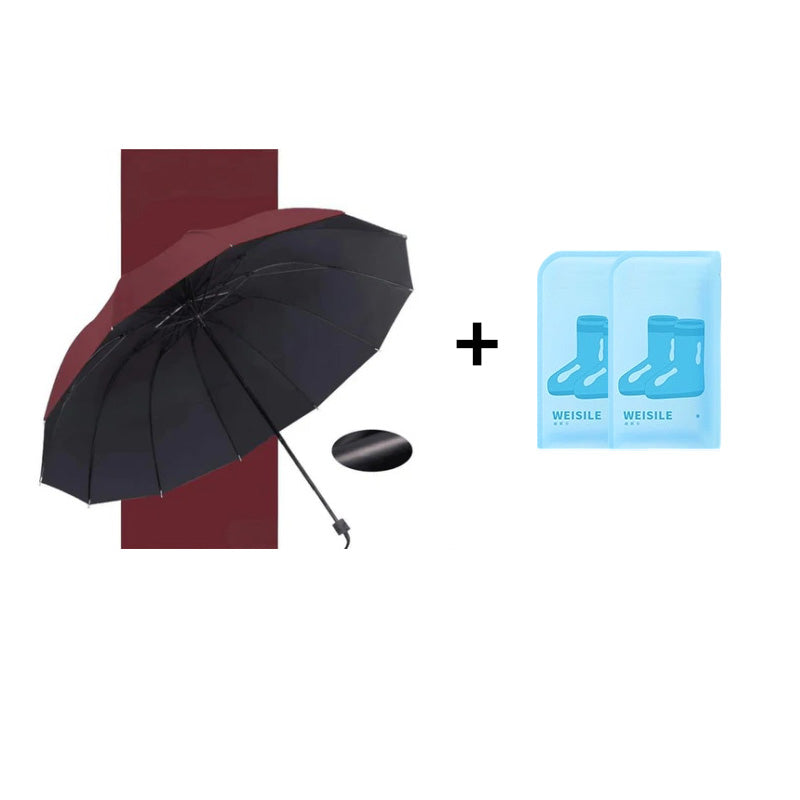12-Rib Large Foldable Windproof Umbrella
