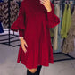 🎁💓2025 New Design 50% OFF🍁Women's Plus Size Lantern Sleeve Stand Collar Dress