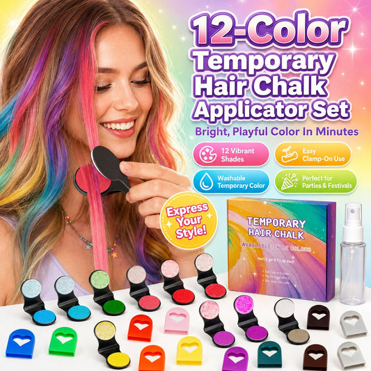 🔥Last Day 53% OFF🌈12-Color Temporary Hair Chalk Applicator Set
