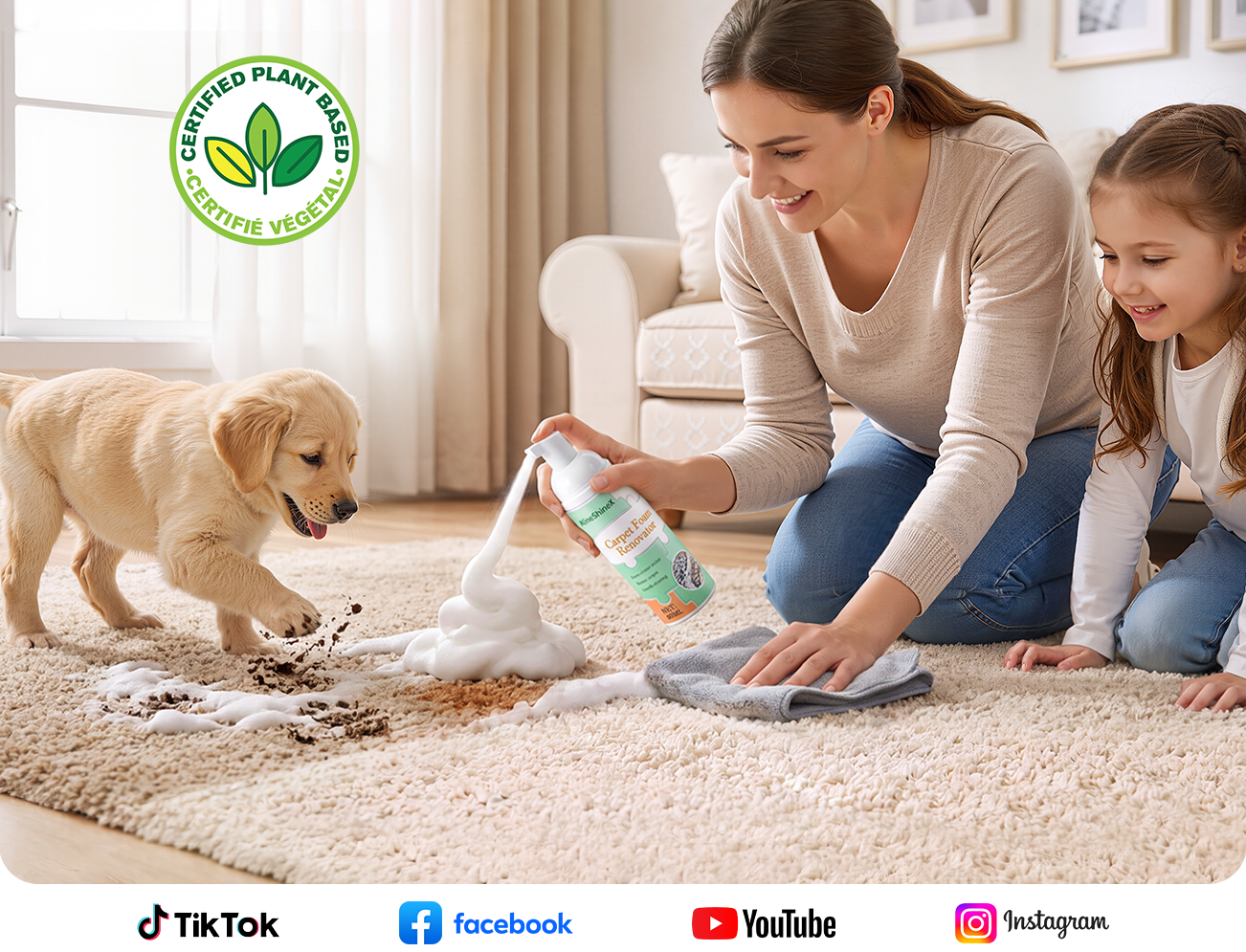 Waterless Carpet Foam Stain Remover