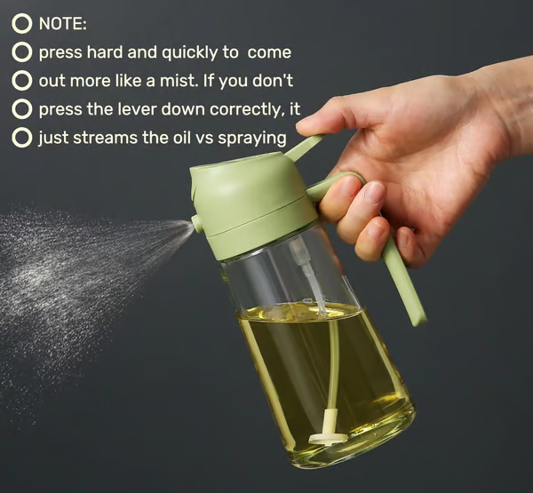 ✨💕 2-in-1 Glass Oil Sprayer & Dispenser – Perfect for Healthy Cooking & Meal Prep! 🥗🍳