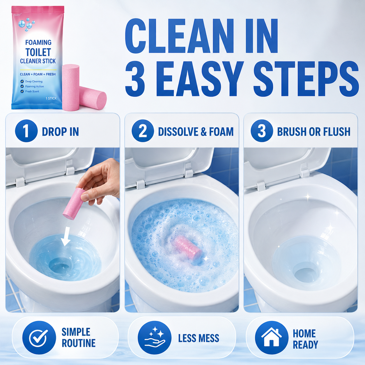 Foaming Toilet Cleaning Block for Bathroom Deep Cleaning