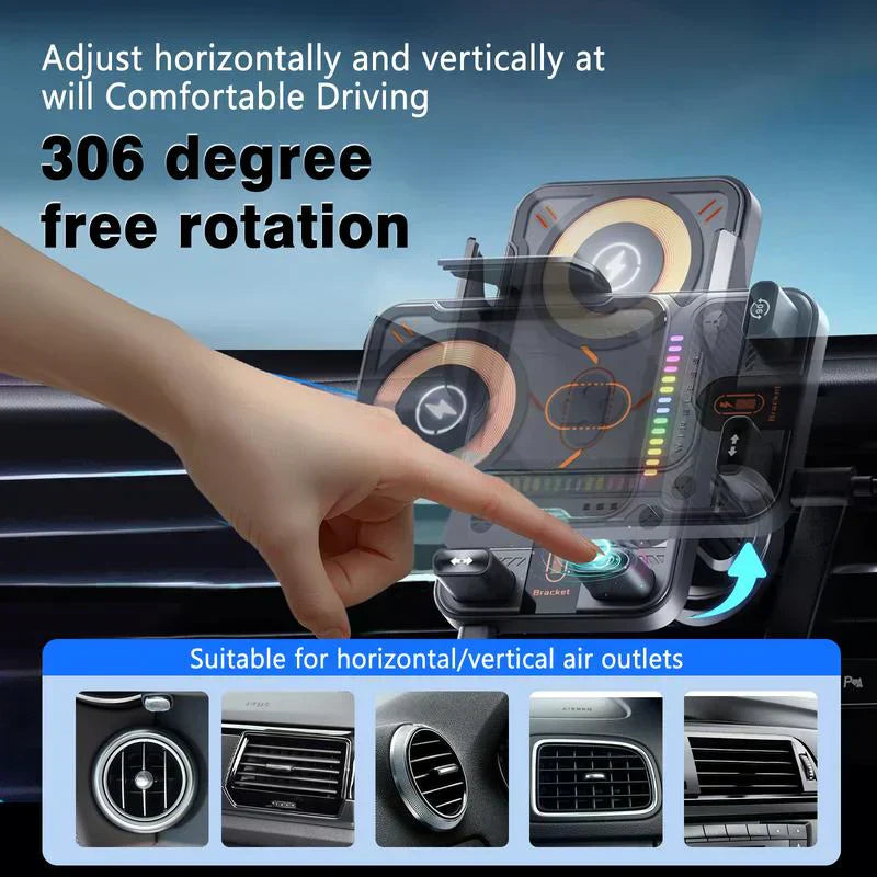 🚗 50% OFF FLASH SALE ! ⚡ Smart 2-in-1 Car Rotating Phone Holder & Wireless Charger – 360° Rotation, Fast Wireless Charging, Stable Anti-Shake 📱