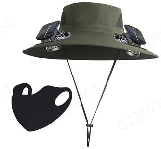 Men’s Sunscreen Fisherman Hat with 2 Detachable Solar Fans