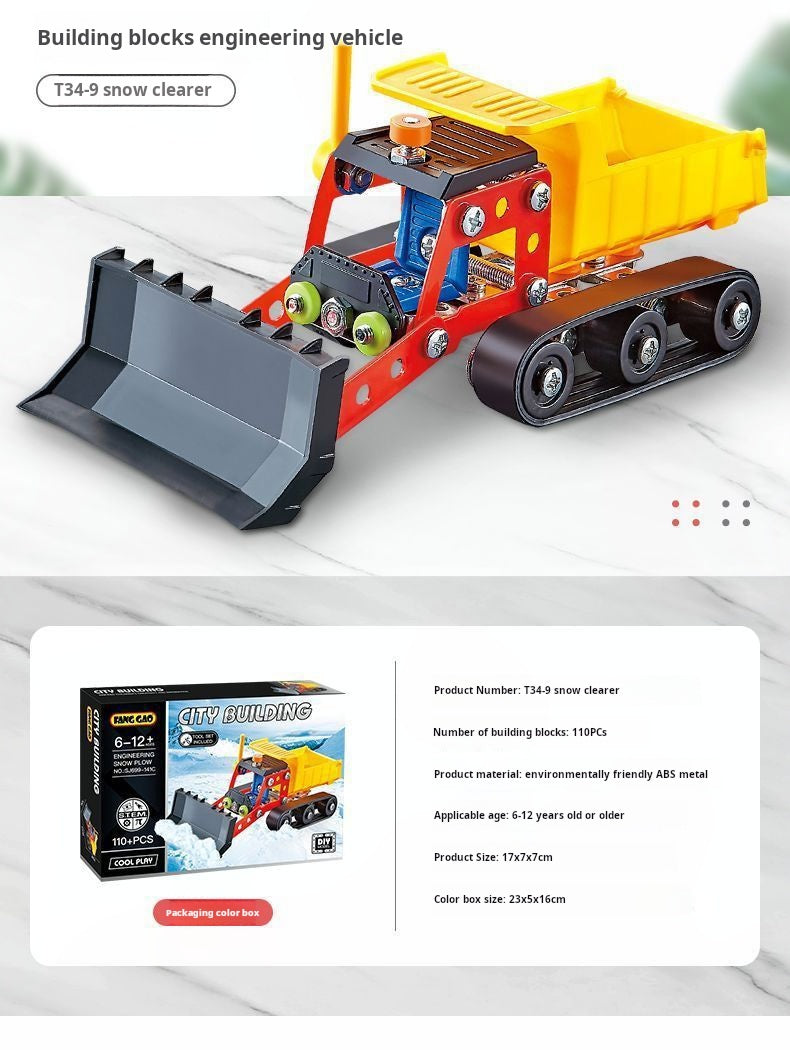 🔥2025 New Children's Educational Building Block Metal Assembly Toy ··Car/Construction Vehicle Assembly Screw and Nut Disassembly Model