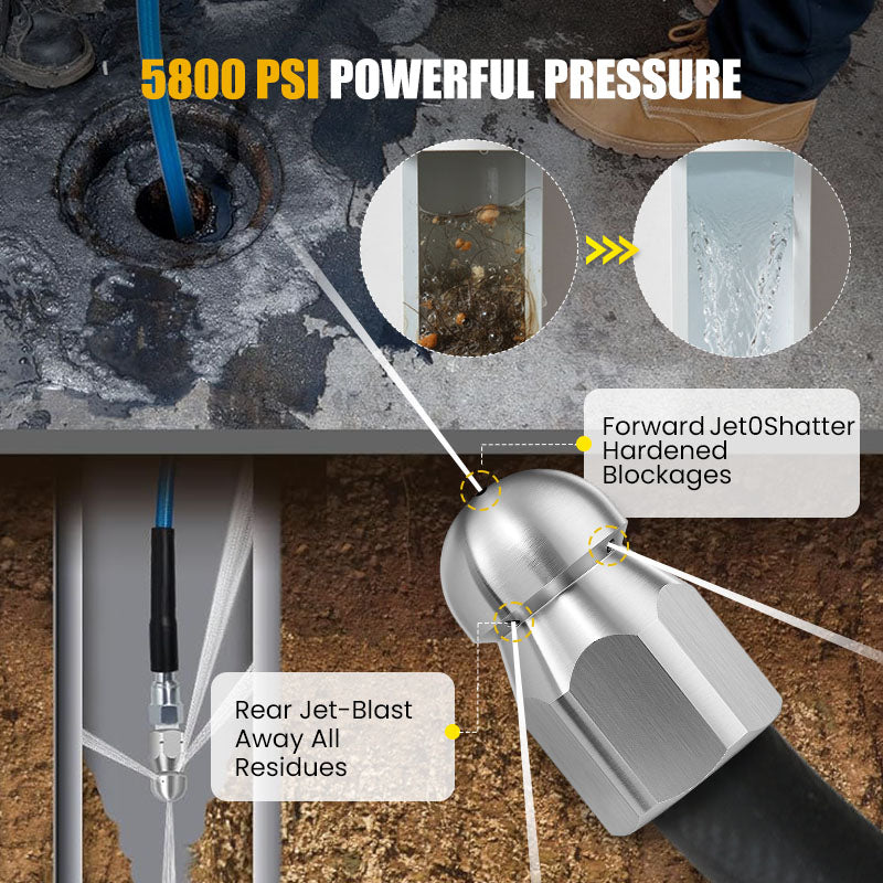 💦 50% OFF INSTANT! 🚿 5800PSI Sewer Jetter Kit - High-Pressure Nozzle & Hose for Clogged Drains/Pipes, Compatible with Most Pressure Washers 🔧📦