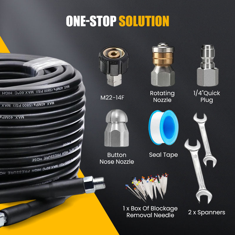 💦 50% OFF INSTANT! 🚿 5800PSI Sewer Jetter Kit - High-Pressure Nozzle & Hose for Clogged Drains/Pipes, Compatible with Most Pressure Washers 🔧📦