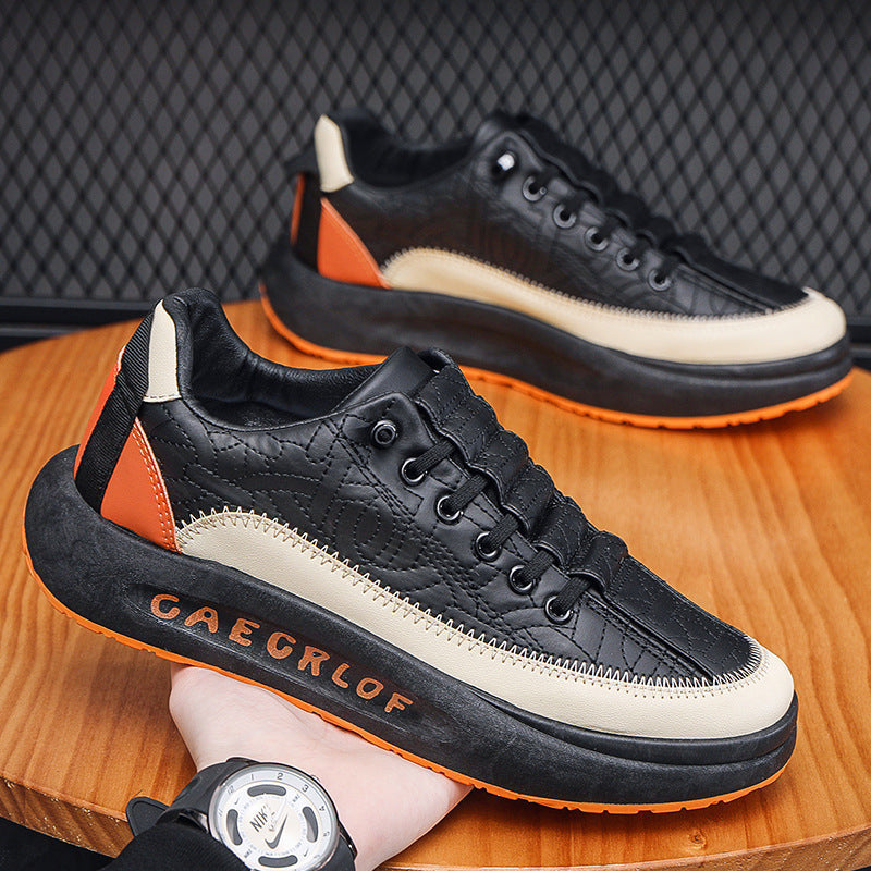 Leather Men's Casual Shoes with Thick Soles——Free Shipping