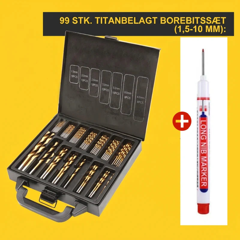 Factory Outlet-99pcs Titanium Coated Drill Bit Set