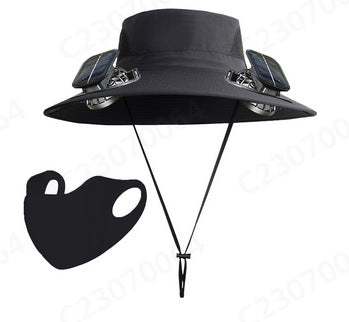 Men’s Sunscreen Fisherman Hat with 2 Detachable Solar Fans
