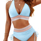 💃Vacation Sale 49% OFF💃Tummy Control Color Block Bikini Set