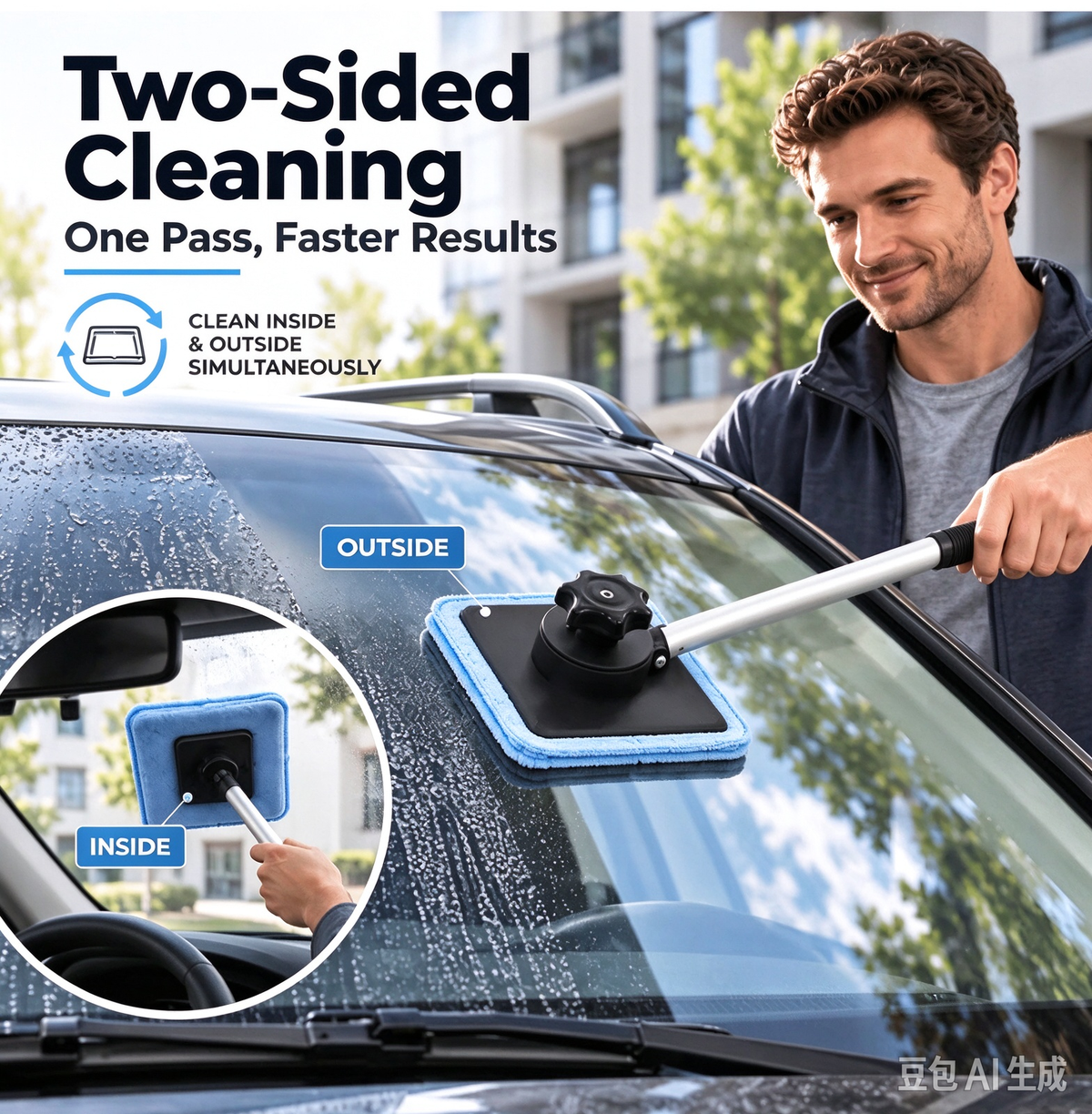 Dual Magnetic Car Window Cleaner | Streak-Free Cleaning Kit for Car Glass