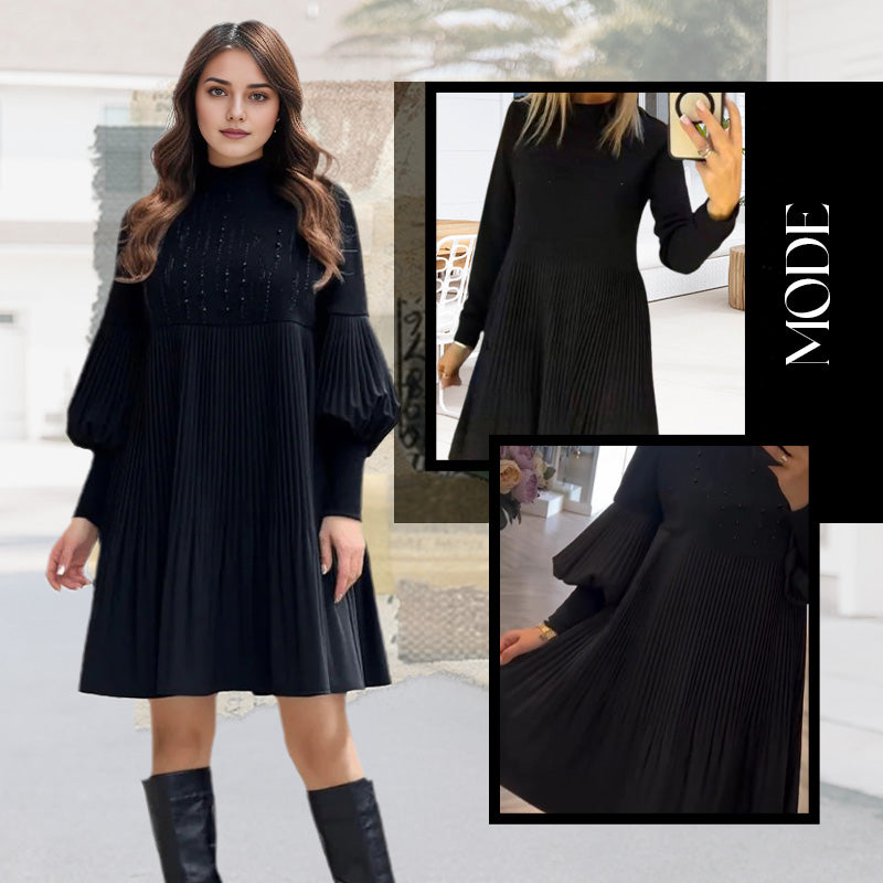 🎁💓2025 New Design 50% OFF🍁Women's Plus Size Lantern Sleeve Stand Collar Dress
