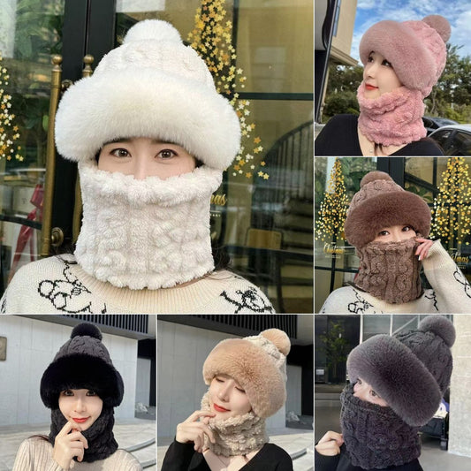 😍HOT SALE🥰 Women's Winter Warm Windproof Plush Scarf Hat