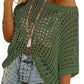 💥This Week's Special Price-50% OFF⏳Womens Summer Scoop Neck ShortSleeve Sweater Casual Crochet Hollow Out Knit Top