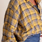 Women's Mineral Washed Button Down Plaid Shirt