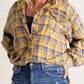 Women's Mineral Washed Button Down Plaid Shirt
