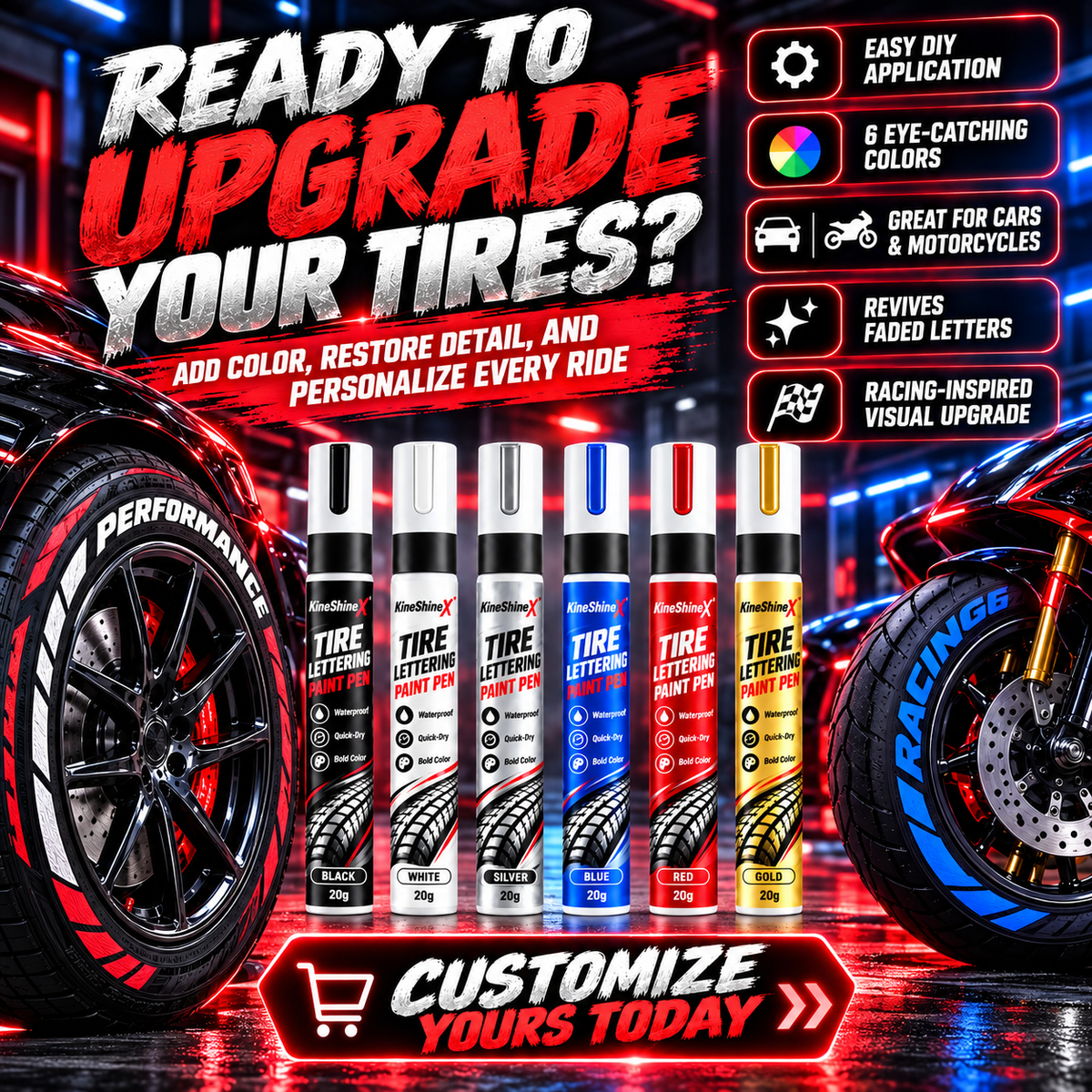 🥳Last Day! Buy 1 get 1 Free!🎉Tire Letter Paint Pen – Permanent-Style DIY Tire Lettering Marker, Waterproof, UV-Resistant & Heat-Resistant for Cars & Motorcycles🔥