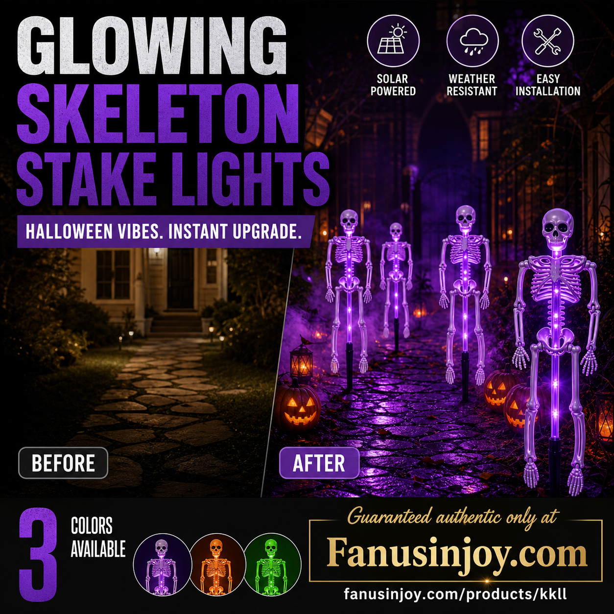 👻50% Off For Halloween! 💀Best Decorations For Spooky Ghost Vibes!🎃💡 Solar Skeleton Stake Lights – Glow In The Dark, Solar Powered, Easy To Install. Ideal For Haunted Yard, Porch & Walkway! 👻🪦✅
