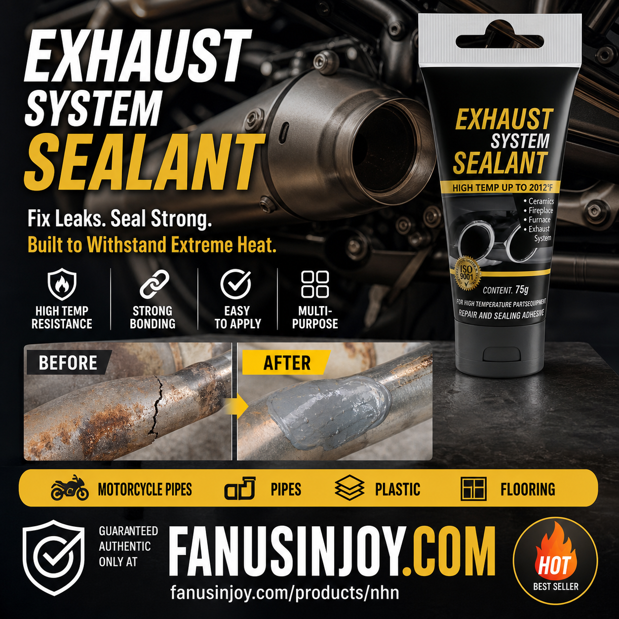 🎉✨Buy 3 Get 2 Free Limited Offer！🛠All-purpose repair！High Temperature Exhaust Repair Sealant