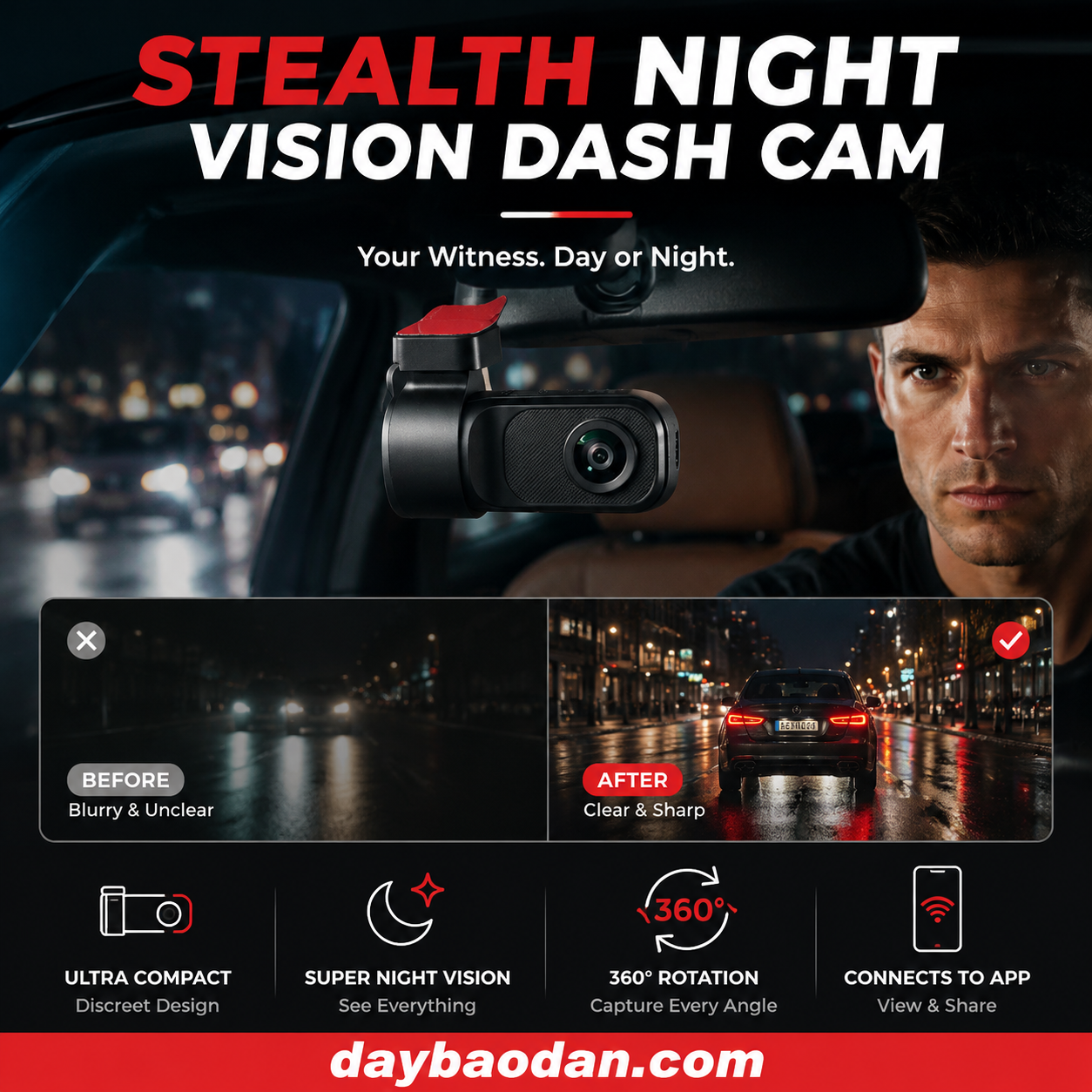 Concealed Dash Cam with Night Vision