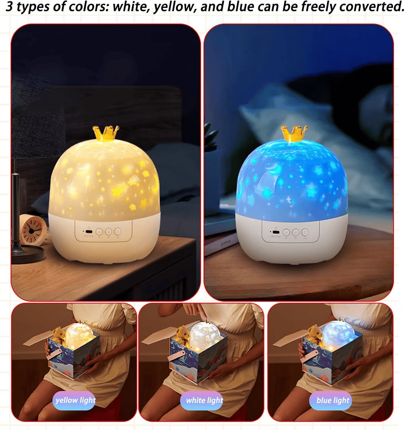 ⏳Limited time 50% discount💥🎃👻 Children's night light projector with 15 films 🔋Type-C charging