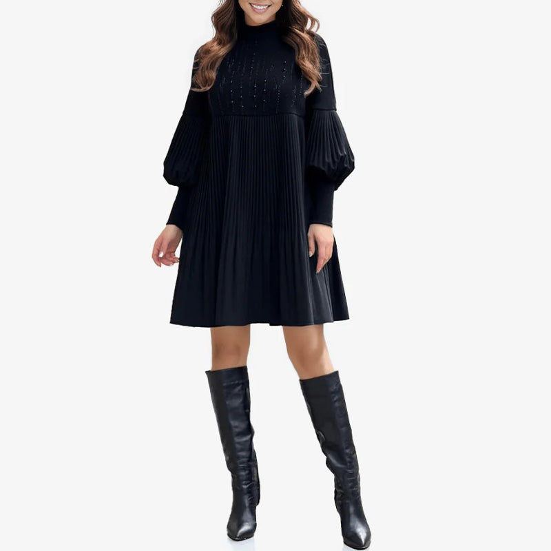 🎁💓2025 New Design 50% OFF🍁Women's Plus Size Lantern Sleeve Stand Collar Dress