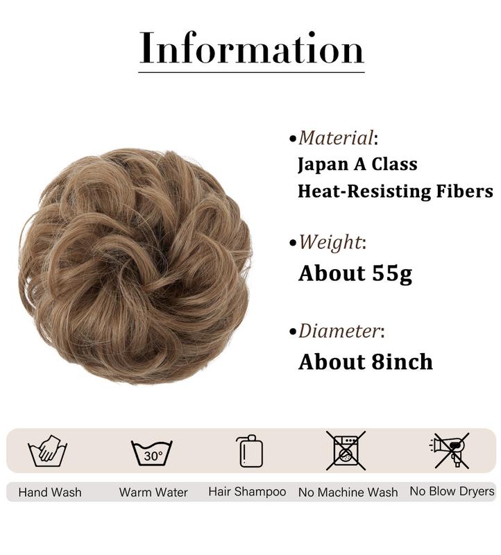 💁‍♀️LAST DAY - BUY 1 GET 1 FREE + FREE HAIRPIN!!🎁💗Messy Curly Hair Bun Scrunchie Extensions