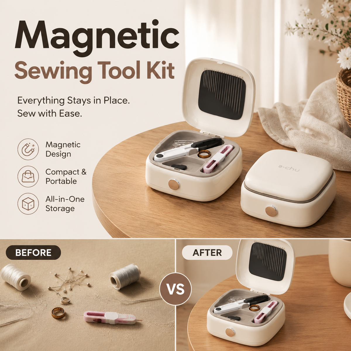 🧵 Portable Magnetic Sewing Kit with Organized Storage
