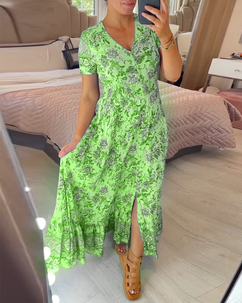 💃Hot Sale 49% OFF🔥 Floral Print V-neck Dress