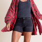 Women's Mineral Washed Button Down Plaid Shirt