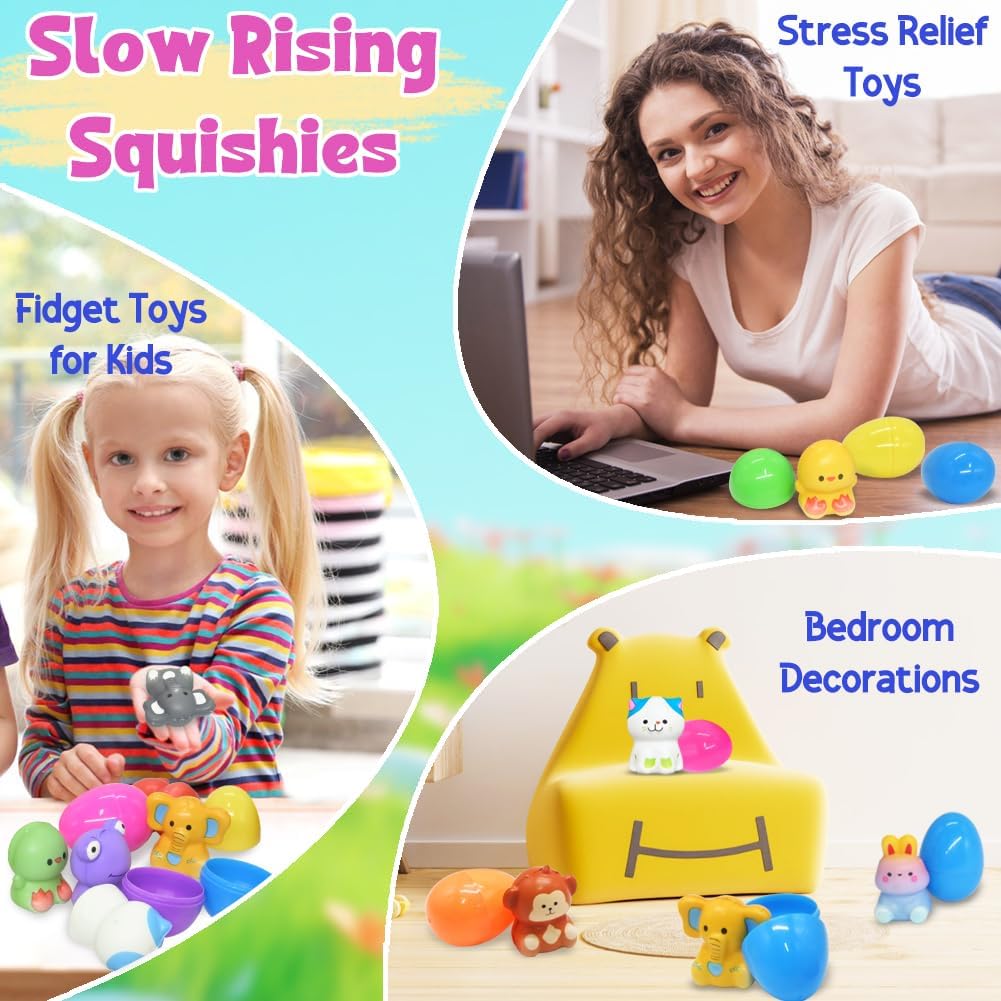 🔥Last Day Special Price ￡13.99!!⚡50K+ SOLD🎁12/24PCS Easter Eggs Prefilled Slow Rising Squishy Toys