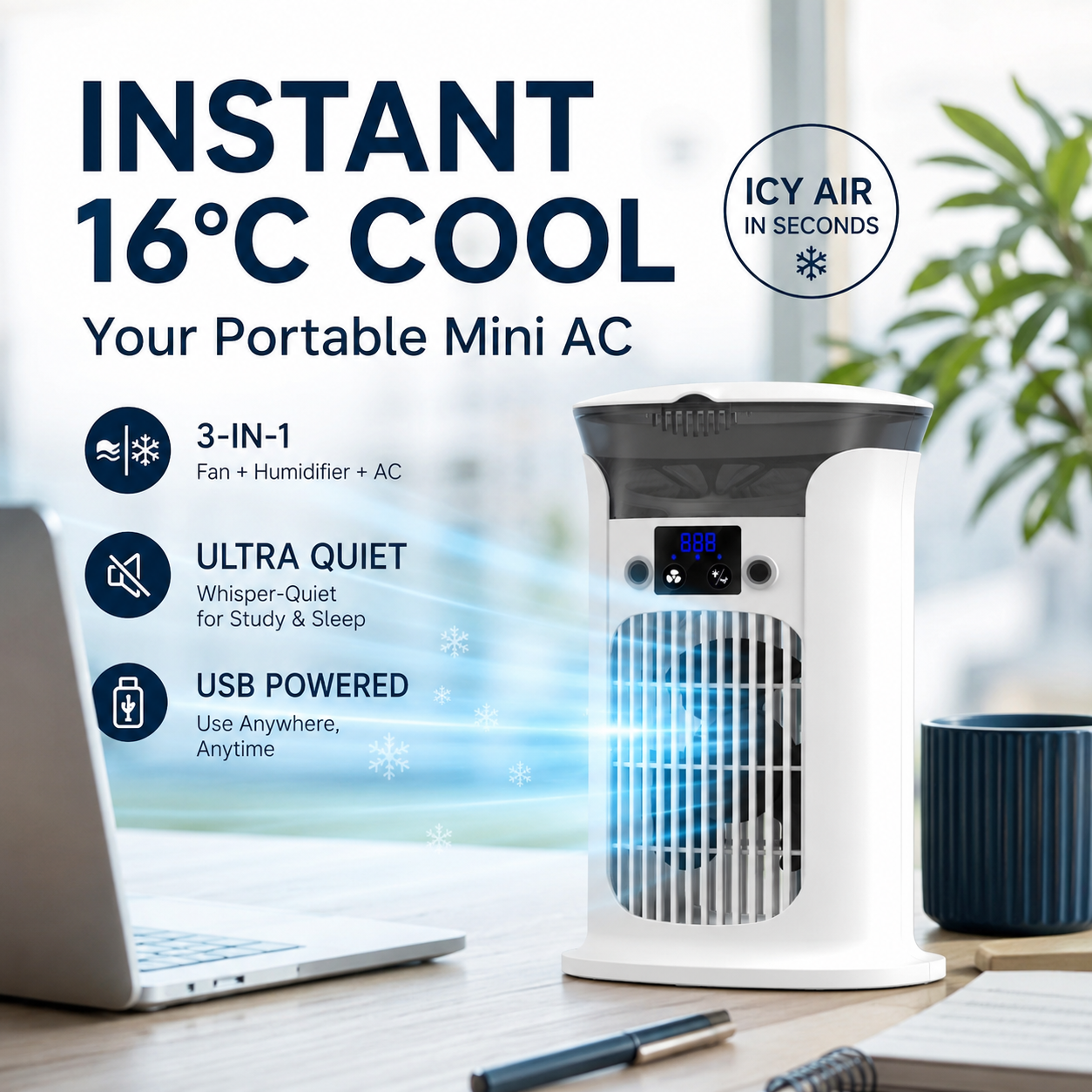 🔥Limited Time Promotion 50% OFF🔥3-in-1 Desktop Air Cooler Fan