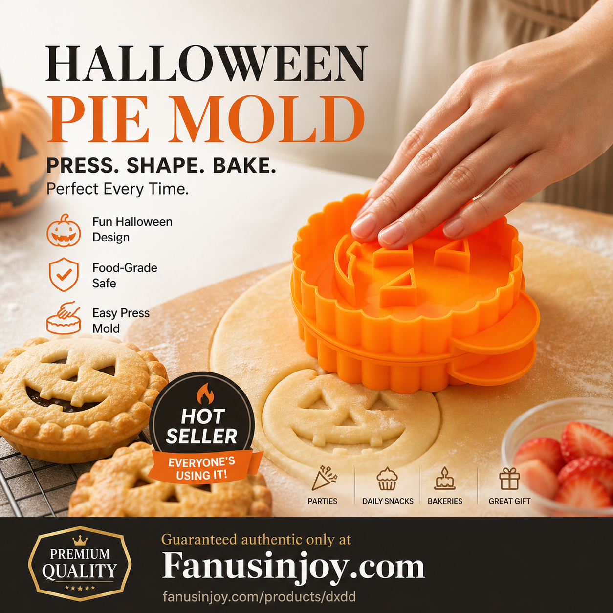 🎃Halloween Special Offer！🔥You Must Have This Pastry Mold！🍰Halloween Handheld Pie Press Mold