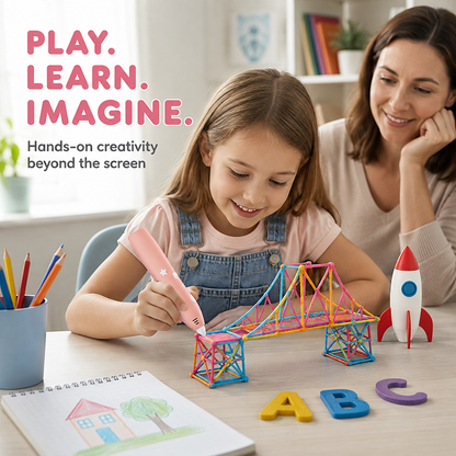 🎁50% Off for 2026 New Launch！🖌️✨️Be a magic painter anytime, anywhere！🎨Boost kids' imagination and creativity🔮👩‍🎨Low Temperature Wireless 3D Printing Pen for Kids