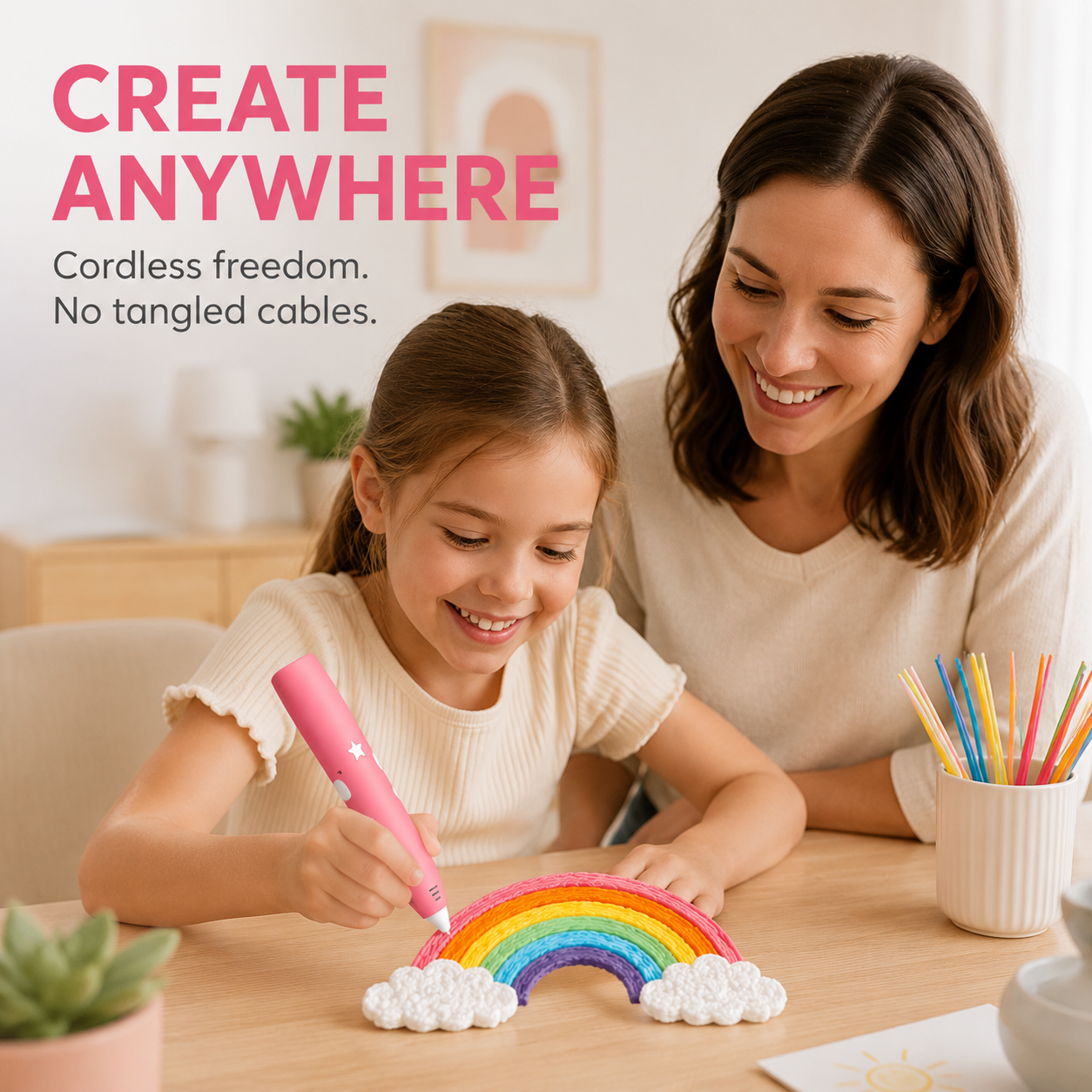 🎁50% Off for 2026 New Launch！🖌️✨️Be a magic painter anytime, anywhere！🎨Boost kids' imagination and creativity🔮👩‍🎨Low Temperature Wireless 3D Printing Pen for Kids