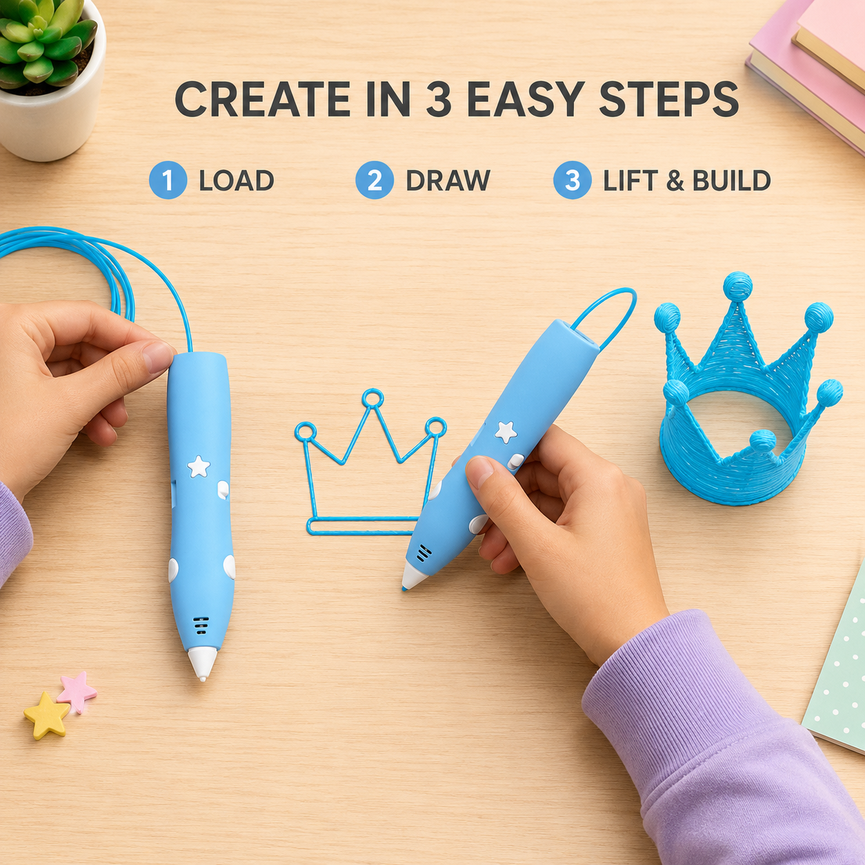 🎁50% Off for 2026 New Launch！🖌️✨️Be a magic painter anytime, anywhere！🎨Boost kids' imagination and creativity🔮👩‍🎨Low Temperature Wireless 3D Printing Pen for Kids