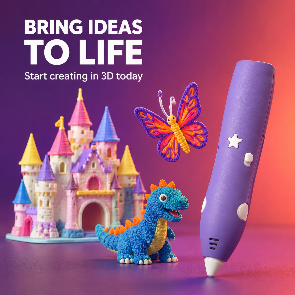 🎁50% Off for 2026 New Launch！🖌️✨️Be a magic painter anytime, anywhere！🎨Boost kids' imagination and creativity🔮👩‍🎨Low Temperature Wireless 3D Printing Pen for Kids