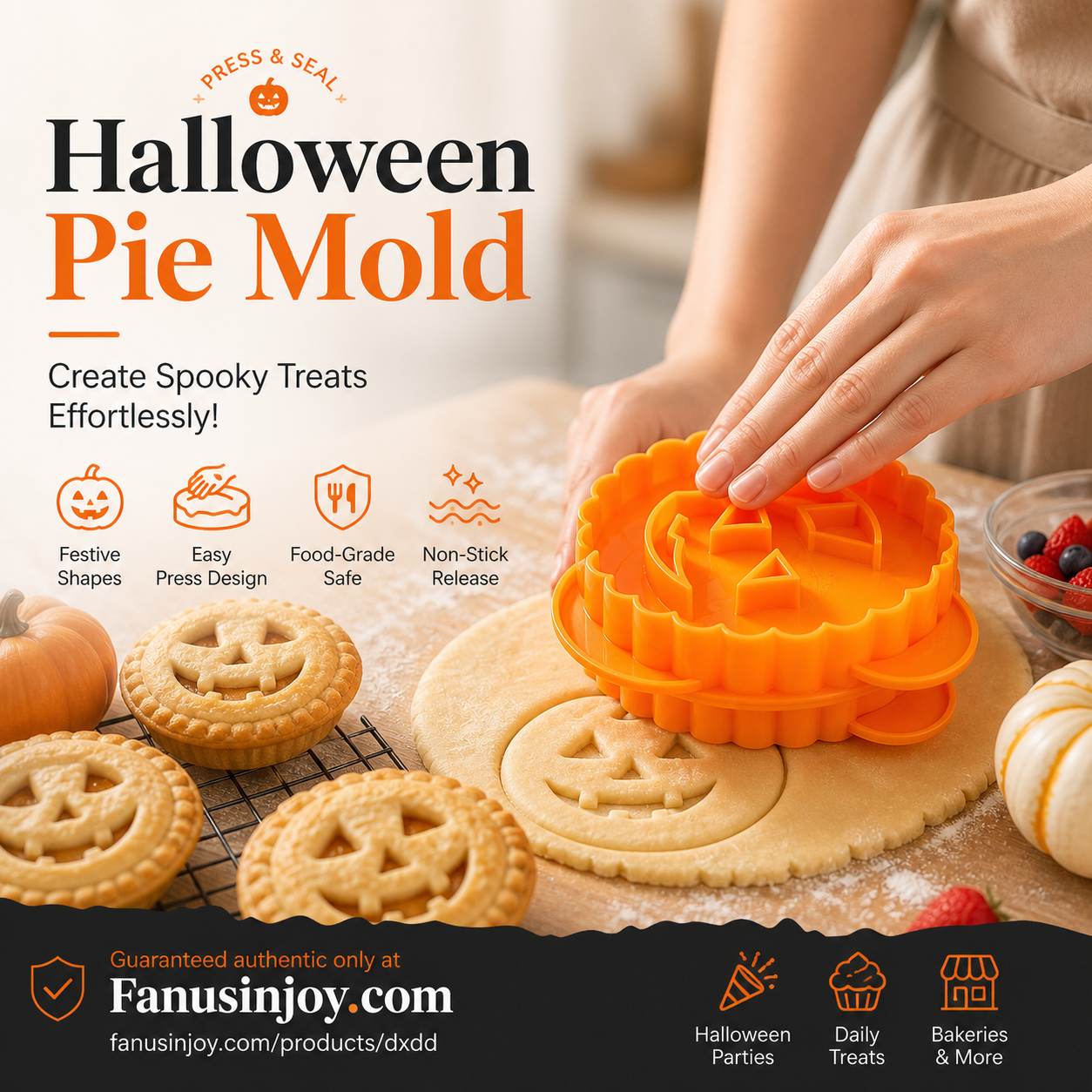 🎃Halloween Special Offer！🔥You Must Have This Pastry Mold！🍰Halloween Handheld Pie Press Mold