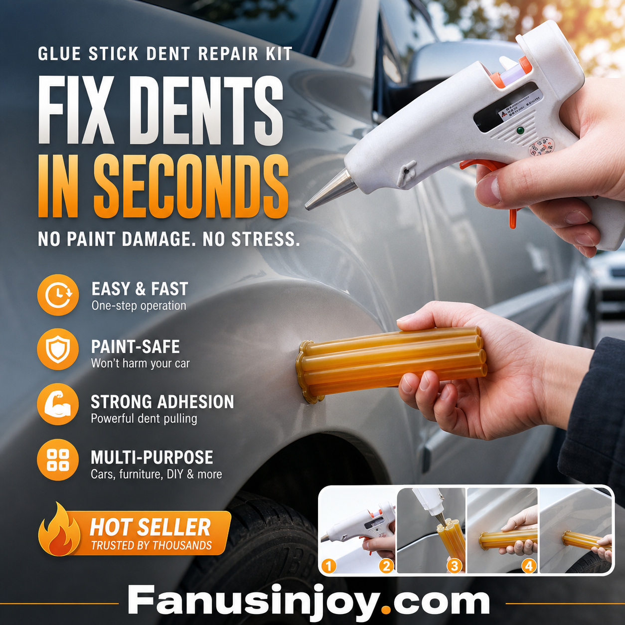 ✨️Buy 5 Get 5 Free! 🛠️Fix car dents effortlessly! 🚗Paintless Dent Repair Glue Stick for Car