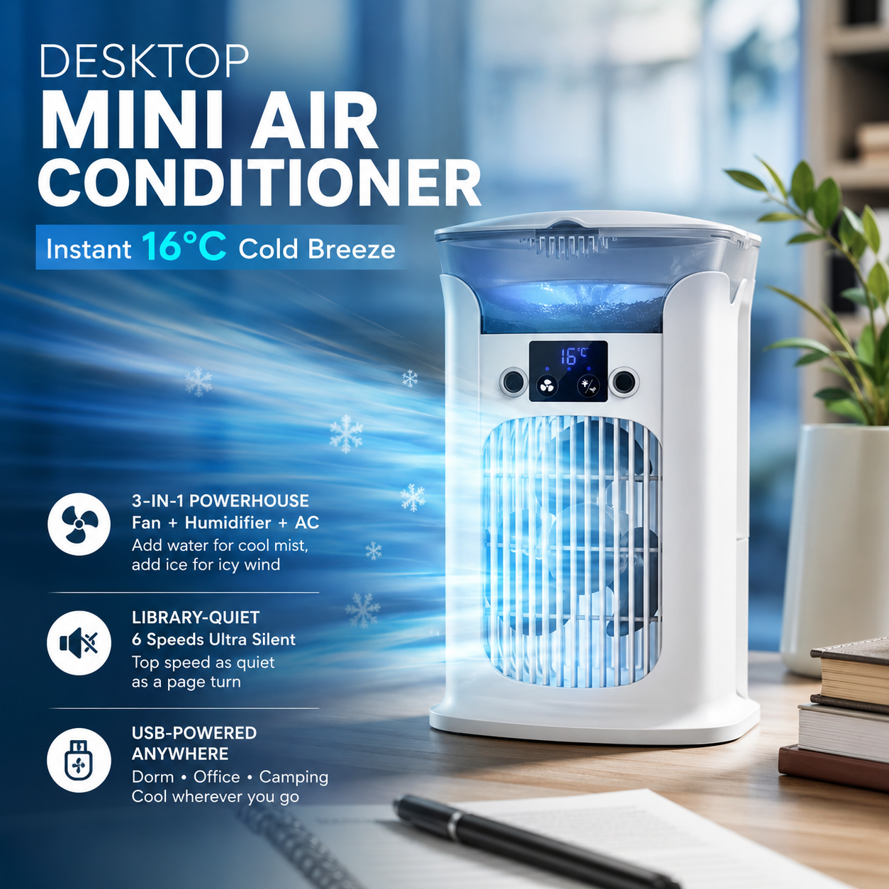 🔥Limited Time Promotion 50% OFF🔥3-in-1 Desktop Air Cooler Fan