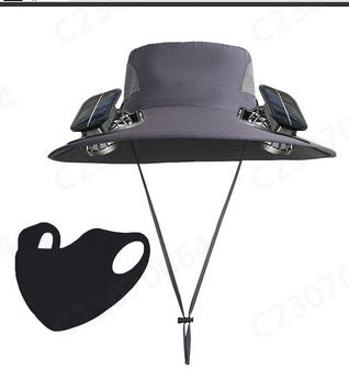 Men’s Sunscreen Fisherman Hat with 2 Detachable Solar Fans