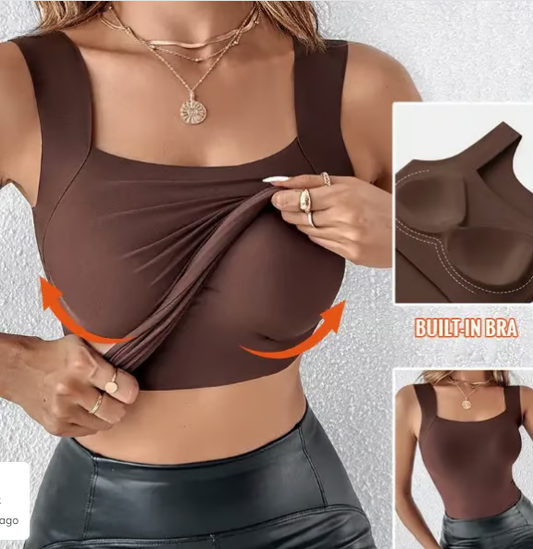 📢📢53%  OFF !! ⏰Women’s U-Neck Thermal Tank with Built-In Bra – Warm, Supportive & Braless Comfort ❄️❤️