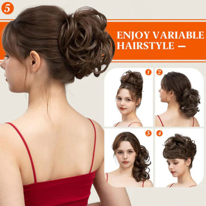 Messy Side Comb Hair Bun – Instant Voluminous Updo Clip-In – 10-Second Effortless Styling, Slip-Proof All-Day Hold, Premium Heat-Friendly Fiber Up to 160°C & Lightweight Only 90g – 3 Placement Styles 🎀