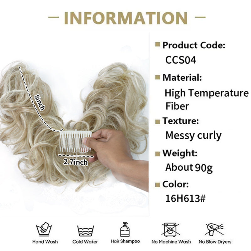 Messy Side Comb Hair Bun – Instant Voluminous Updo Clip-In – 10-Second Effortless Styling, Slip-Proof All-Day Hold, Premium Heat-Friendly Fiber Up to 160°C & Lightweight Only 90g – 3 Placement Styles 🎀