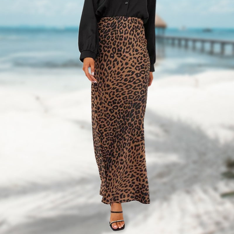 Sexy Leopard High Waist Printed Long Skirt