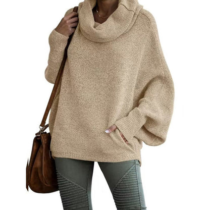 Batwing Cowl Neck Sweater with Pocket