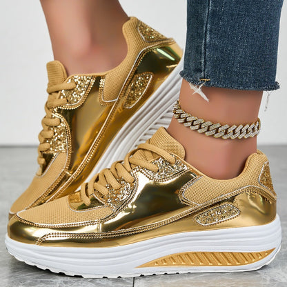 ✨ Modern Women's Platform Sneakers for Shining Casual Style