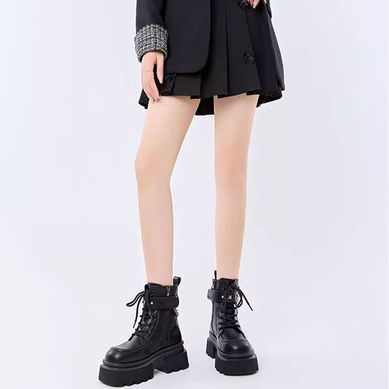 Round Toe Boots with Butterfly Chain Accent