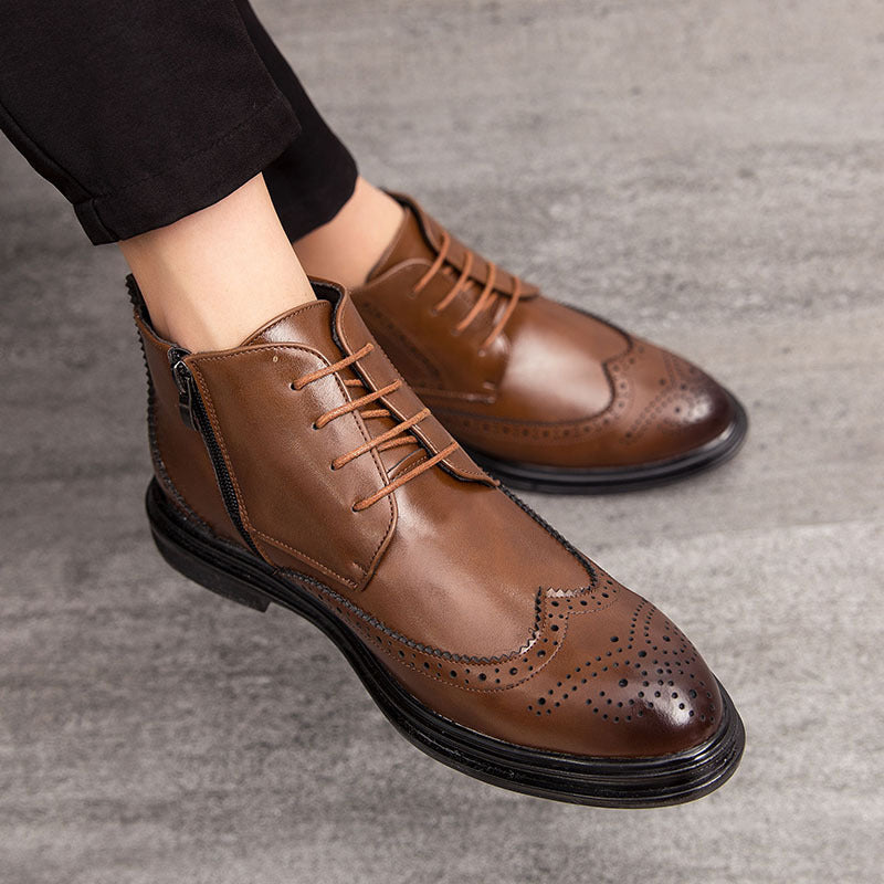 🎅Early Xmas Sales - 50% OFF🎄Men's Lace-Up Carved Wingtip Brogue Boots
